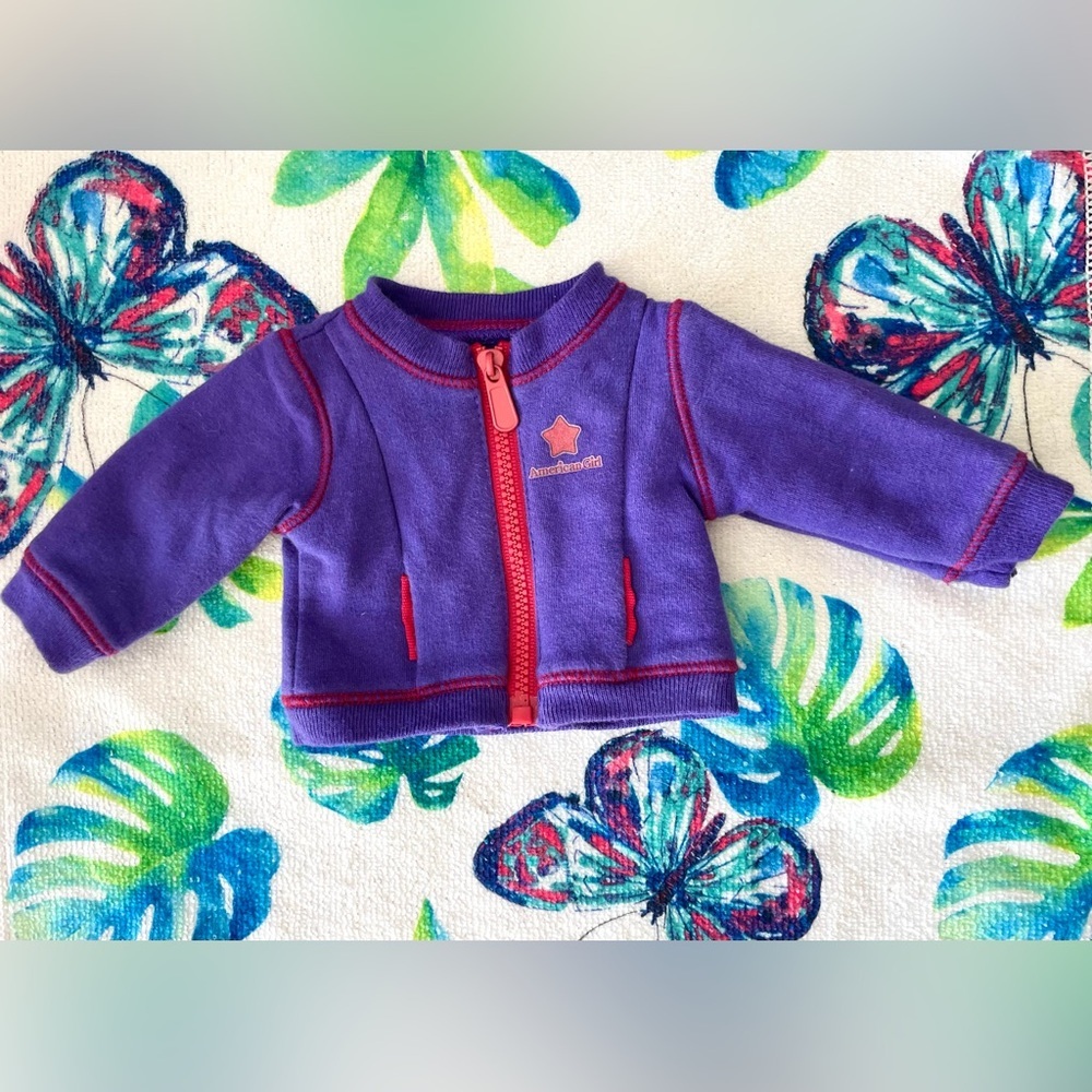 American Girl Doll Purple Zip Up Sweater Retired - Picture 4 of 6